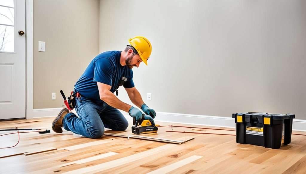 Professional installation of maple hardwood flooring