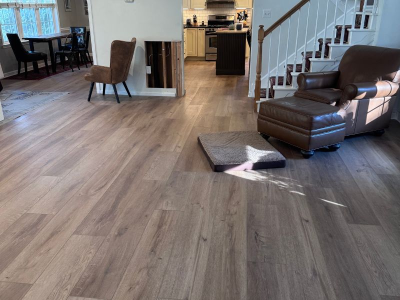 LVP installed across an open-plan living room in Chester County